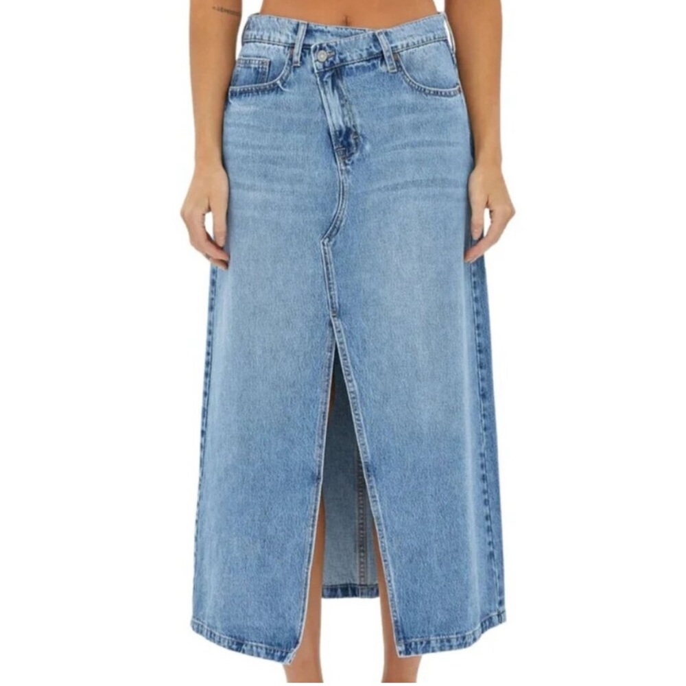 Hidden Denim Peyton Midi Skirt with Slit